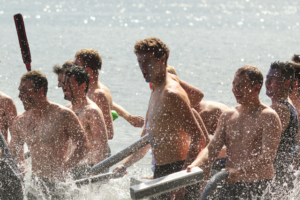 Students rush into the naval battle. Madeline Barry | Collegian 