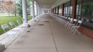 The chairs that represent endowments. Breana Noble | Collegian.