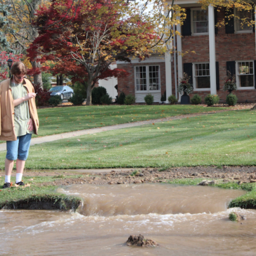 Water floods Hillsdale Street