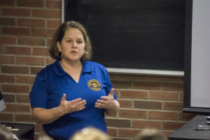 Assistant Technical Leader for the Michigan State Police Forensics Lab Kristin Schelling.  (Anders Kiledal/Collegian)
