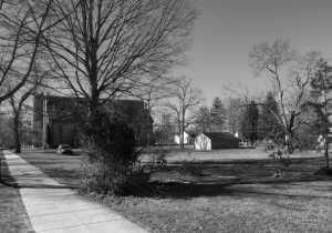 The lot next to College Baptist Church is now empty after a house was torn down to make room for the student townhouses. (Joseph Adams/Collegian)