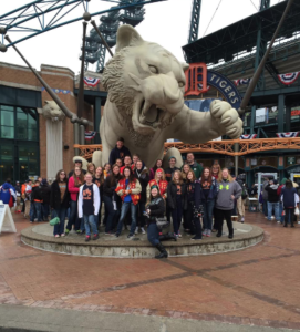 Reading High School Choir outside Comerica Park, where they sang the national anthem on Wedneday.  (Courtesy of Josh Scholler)