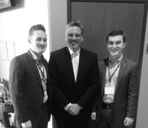 Junior John Bell and freshman Jack Sinko with Columnist Stephen Hayes of the Weekly Standard at the Young Americas Foundation’s Midwest Freedom Conference in Milwaukee.  (Courtesy of Jack Sinko)