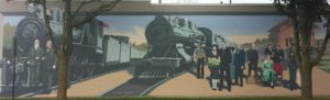 The third mural in the Hillsdale Community Mural Project in downtown Hillsdale was completed this summer. It depicts the town’s railroad era. Collegian | Gionna Eden