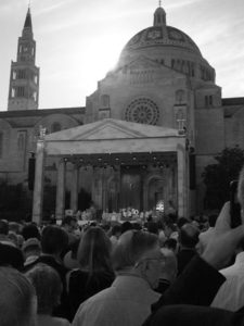 The outside Basilica of the National Shrine of the Immaculate Conception during the canonization mass.