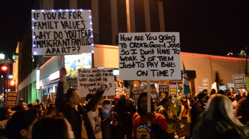 Protesters rally against Republican candidates