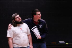 Professor of Theatre James Brandon directs the Tower Players in a rehearsal for “Mother Courage and Her Children,” which opens Feb. 24. Jordyn Pair | Collegian
