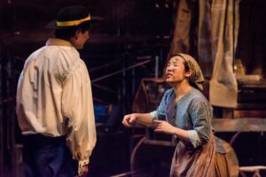 Senior Faith Liu, shown here in the Tower Players’ production of “Mother Courage and her Children,” will pursue screenwriting at the University of Southern California  after graduation. Anders Kiledal | Collegian 