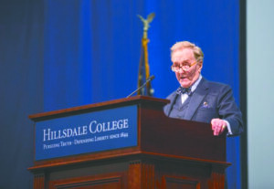 Actor Robert Hardy, shown here speaking at the Winston Churchill CCA last fall, returns to campus next week to deliver a public lecture and a master class in acting. Collegian | Courtesy