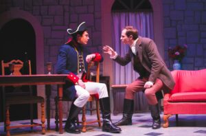 Sophomore James Young and freshman Dylan Strehle perform in “The Man of Destiny,” April 7-9 in the Black Box. Elena Creed | Courtesy 