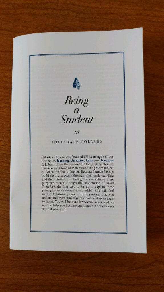 Hillsdale emphasizes proper conduct in new student booklet