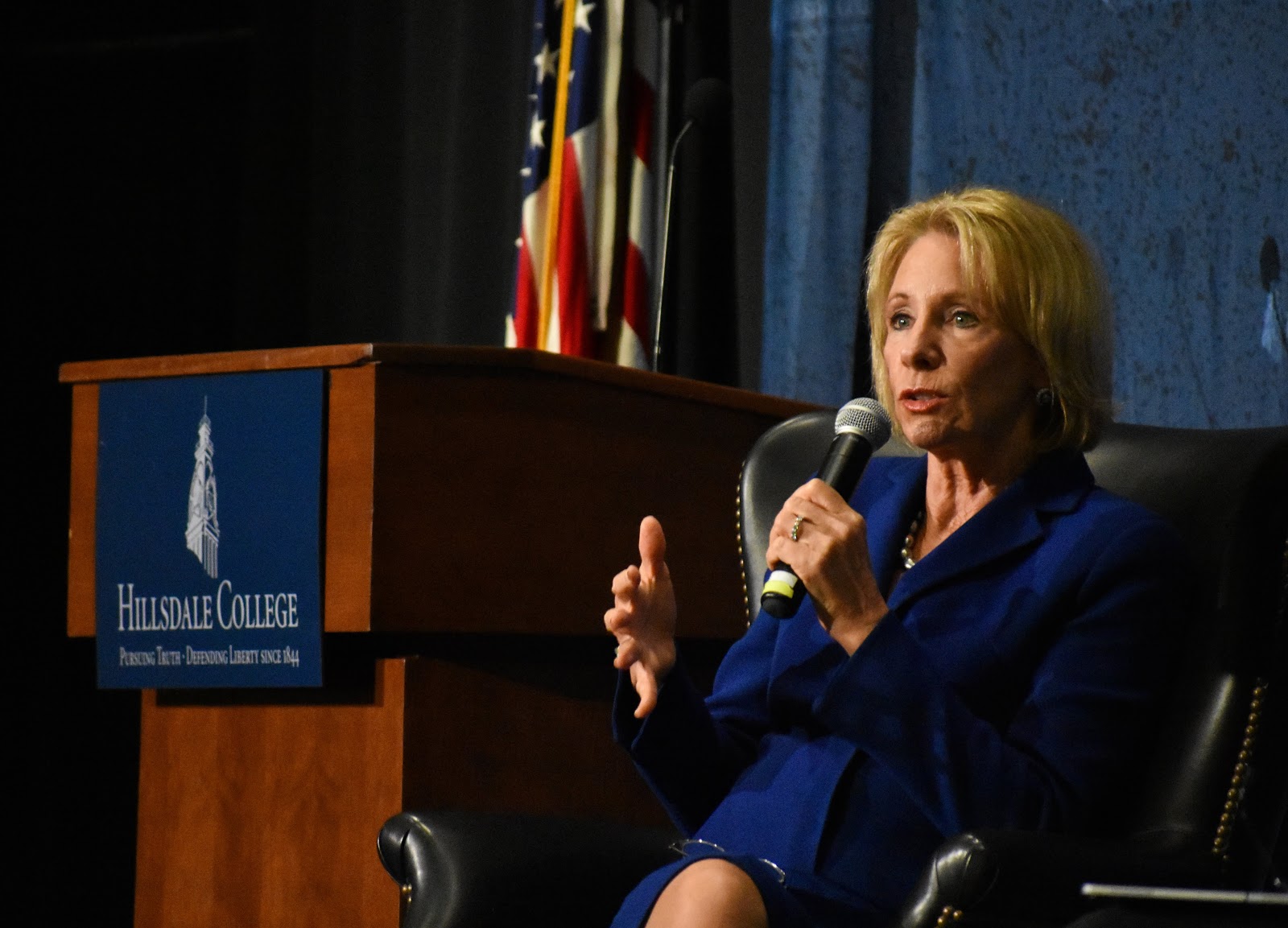 Former Secretary of Education Betsy DeVos  champions school choice in Drummond Lecture