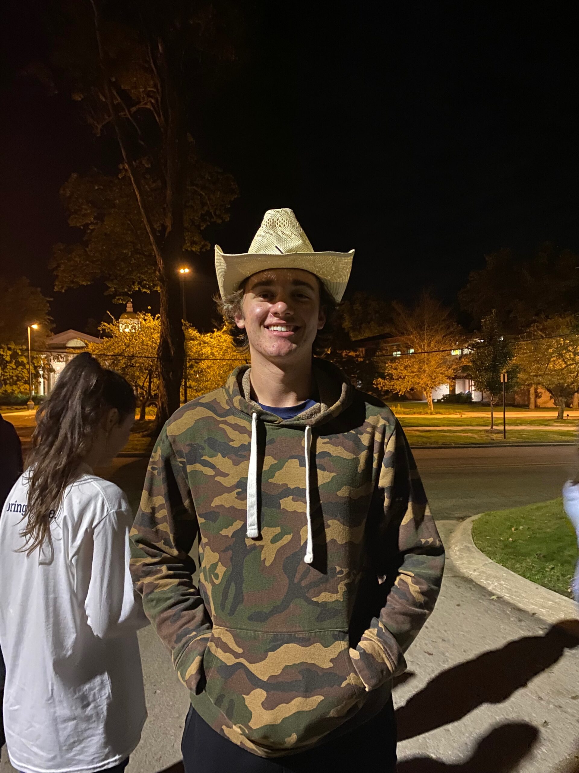 Charlie Miggins’ hat reminds him of his Texan heritage. Collegian | Jillian Parks