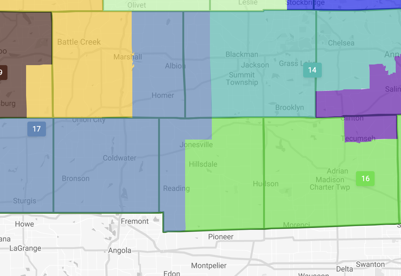 Redistricting Commission splits Hillsdale County into two state Senate districts in new political map