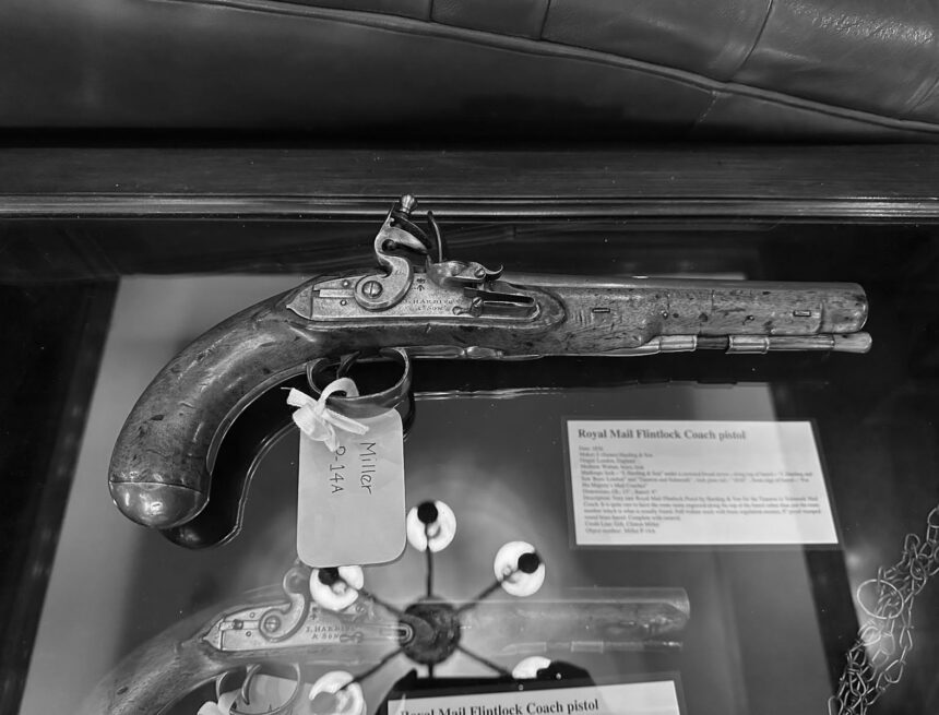 ‘Holding a weapon used by my ancestors’: Due to a generous donation, Mossey Library adds a collection of Revolutionary War-era flintock pistols and muskets to Heritage Room