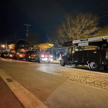 Linemen worked long hours to restore power in Hillsdale. Courtesy | Facebook