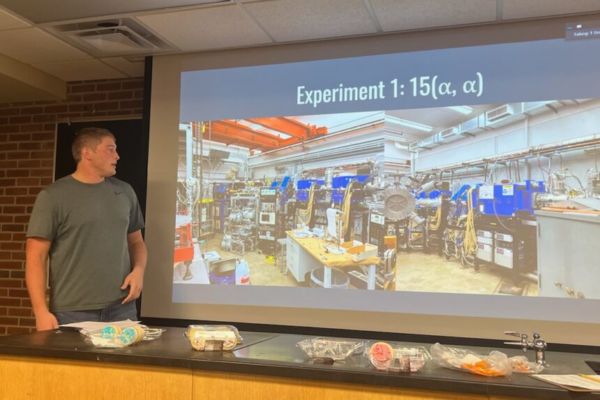 Senior gives talk on helping with nuclear research