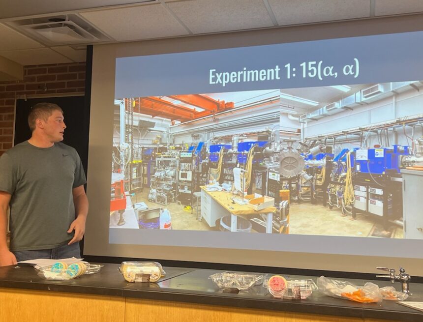 Senior gives talk on helping with nuclear research