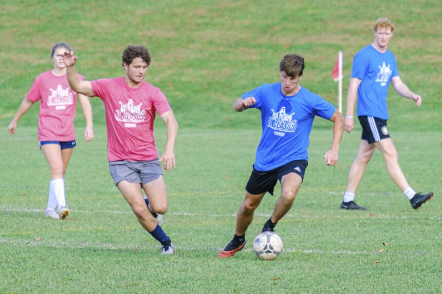 Students compete in Catholic vs. Protestant soccer game
