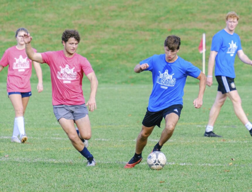 Students compete in Catholic vs. Protestant soccer game