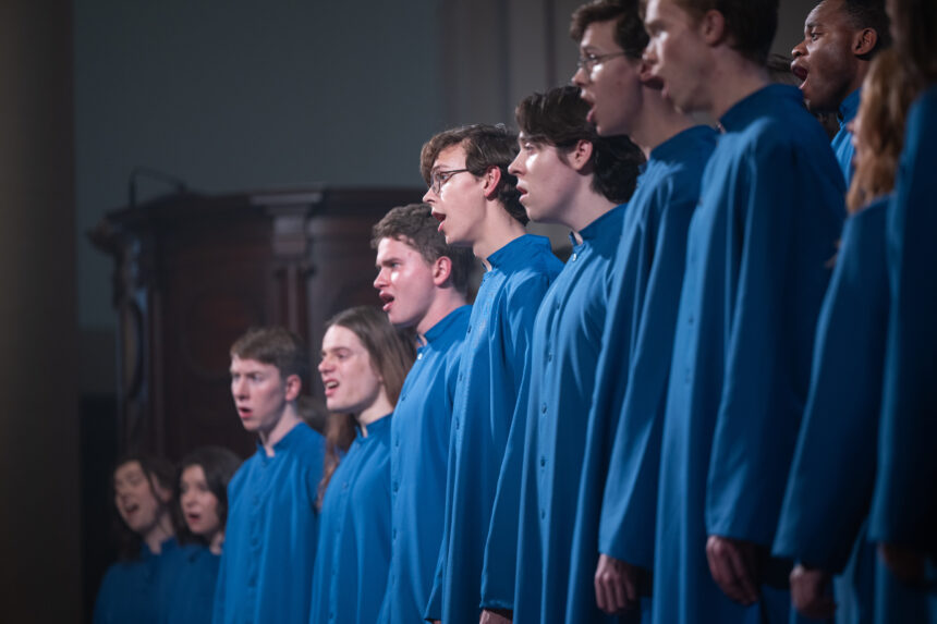 Chapel Choir records on campus during winter break