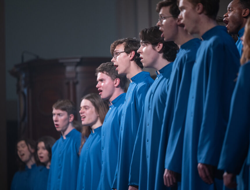 Chapel Choir records on campus during winter break