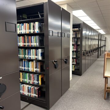 Library replaces motorized shelves