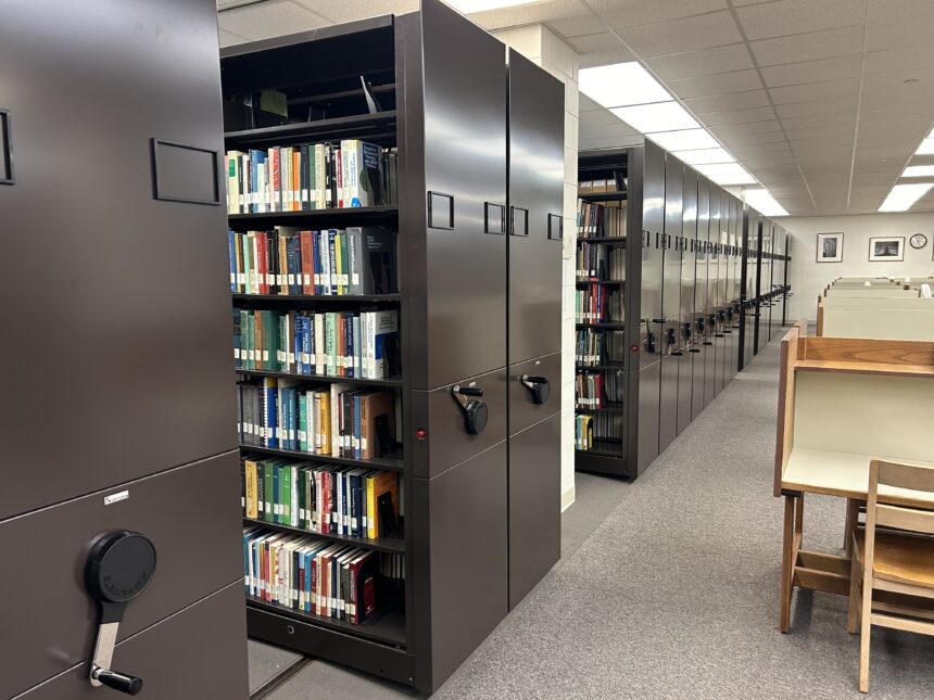 Library replaces motorized shelves
