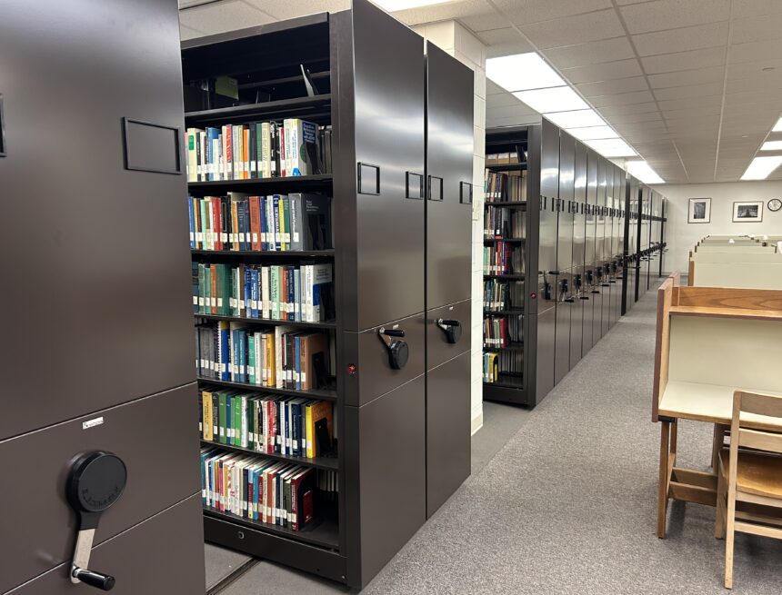Library replaces motorized shelves
