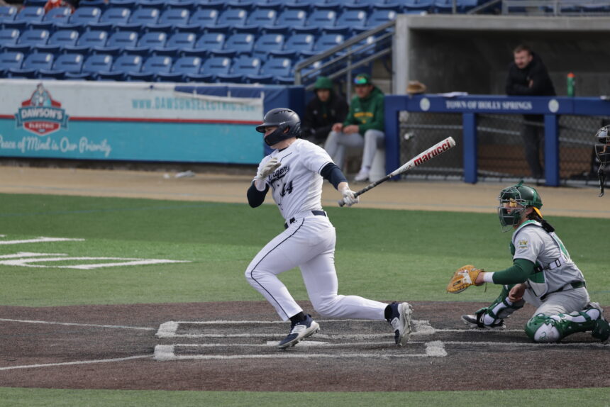 Senior Joe Hardenbergh hit two home runs against Missouri-St. Louis. Courtesy | Hillsdale College Athletic Department