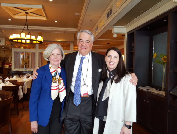 Colleen House (left) and John Gizzi (middle) pose former Republican National Convention Chairwoman Ronna McDaniel (right). Courtesy | John Gizzi