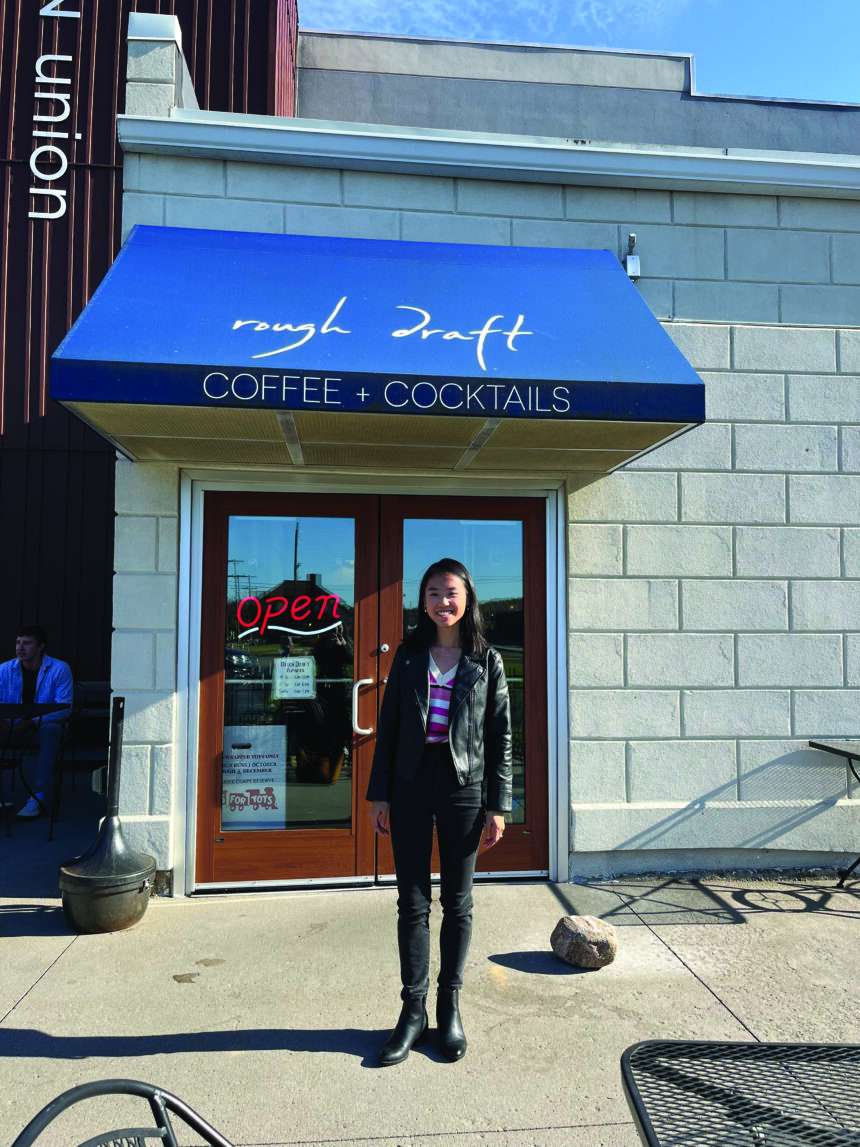 Emma De Nooy stands in front of Rough Draft. Courtesy | Emma De Nooy