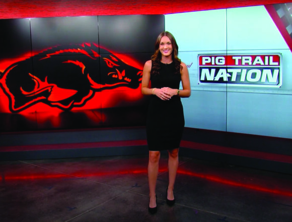 Hana Connelly worked at an Arkansas-based TV station last summer reporting on football for the University of Arkansas. Courtesy | Hana Connelly