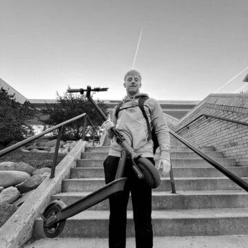 Your favorite football players ride scooters