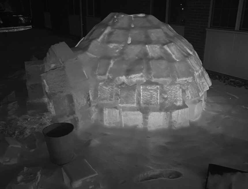 Simpson men beat cold with igloo