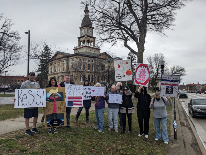 Democrats protest Trump, Musk at county courthouse