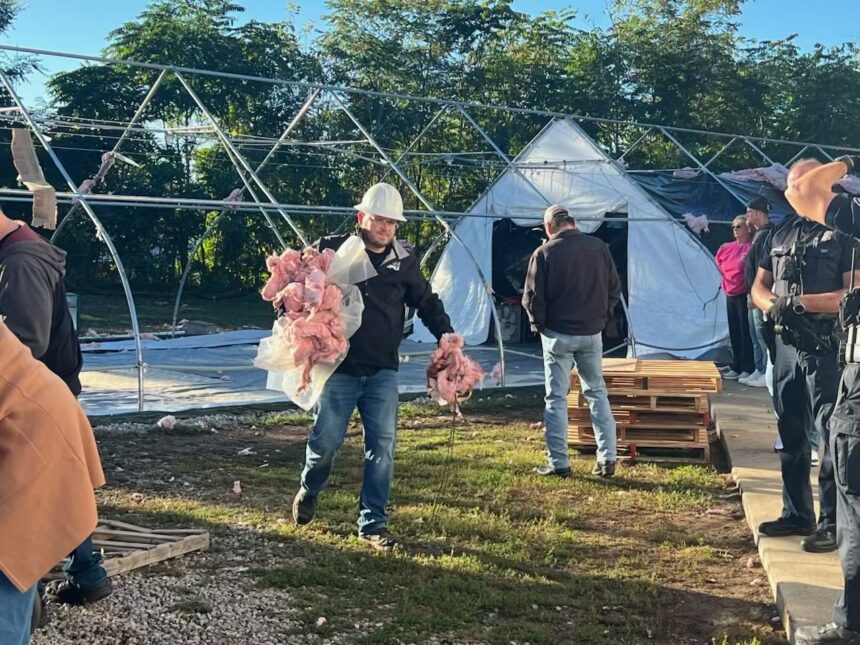 City removes Camp Hope structure