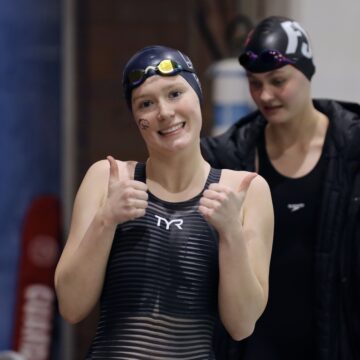 Swimmers test the water