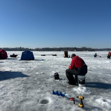 ‘Fish out of water’: 35 pairs compete in local ice fishing tournament