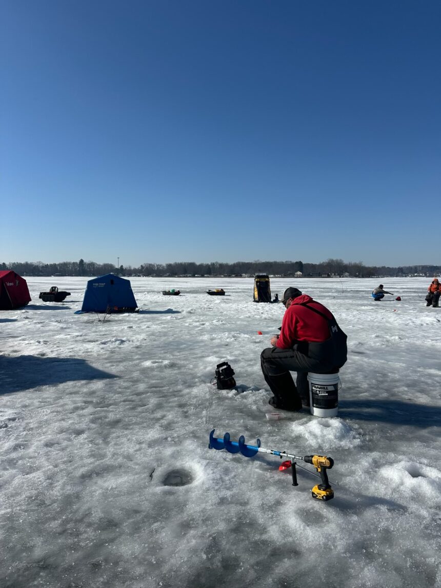 ‘Fish out of water’: 35 pairs compete in local ice fishing tournament